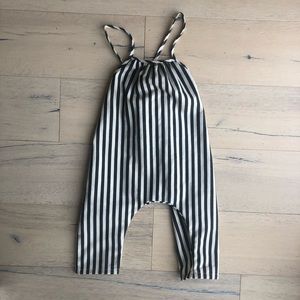 Girls camisole black and white stripe jumpsuit